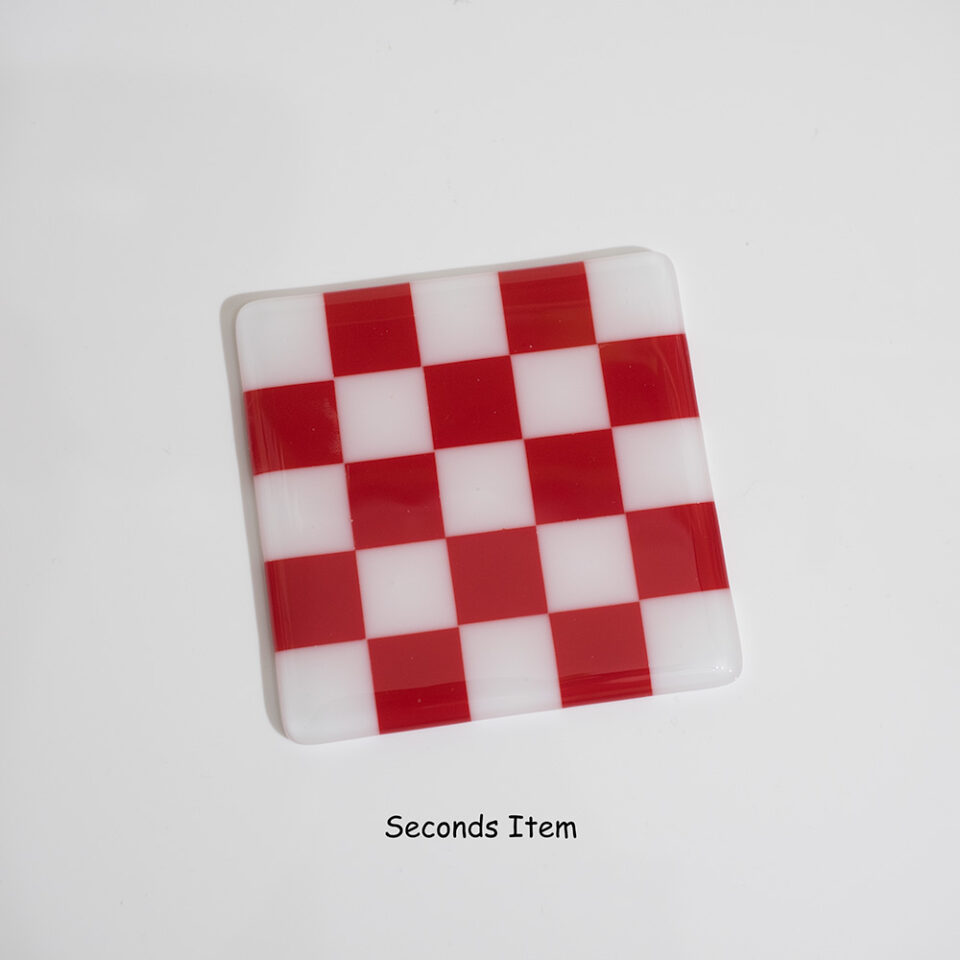 "Seconds" Soft White/Flame Red Coaster (please read full description)